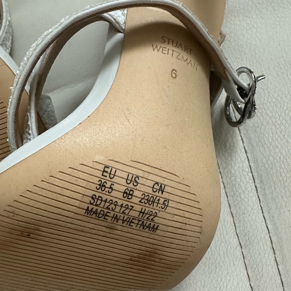 Wedding White Glitter Stuart Weitzman Strappy Heels (6) - Picture 7 of 7